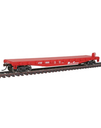 WALTHERS TRAINLINE HO WAGON  9311605 Flat Car - Atchinson, Topeca & Santa Fe - [Red, White]