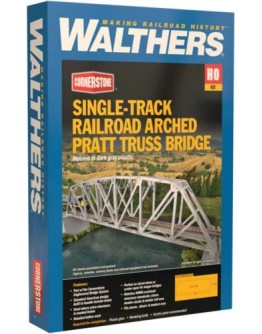 WALTHERS CORNERSTONE HO BUILDING KIT  9334521 ARCHED PRATT TRUSS RAILROAD BRIDGE - SINGLE TRACK