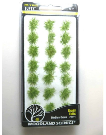 WOODLAND SCENICS - PEEL 'N' PLACE TUFTS - FS771 GRASS TUFTS - MEDIUM GREEN