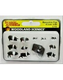 WOODLAND SCENICS - FIGURES & ACCENTS - HO SCALE A1864 Hampshire Pigs