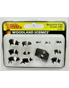 WOODLAND SCENICS - FIGURES & ACCENTS - HO SCALE A1864 Hampshire Pigs