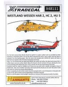 XTRADECAL 1/48 SCALE DECAL FOR PLASTIC MODEL KIT'S - 48111 - WESSEX HAR2, HC2, HSU5 XD48111