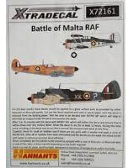 XTRADECAL 1/72 SCALE DECAL FOR PLASTIC MODEL KIT'S - 72161 BATTLE OF MALTA RAF XD72161