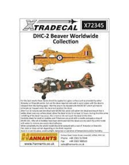 XTRADECAL 1/72 SCALE DECAL FOR PLASTIC MODEL KIT'S - 72345 DHC-2 BEAVER WORLDWIDE (INC RAAF) XD72345