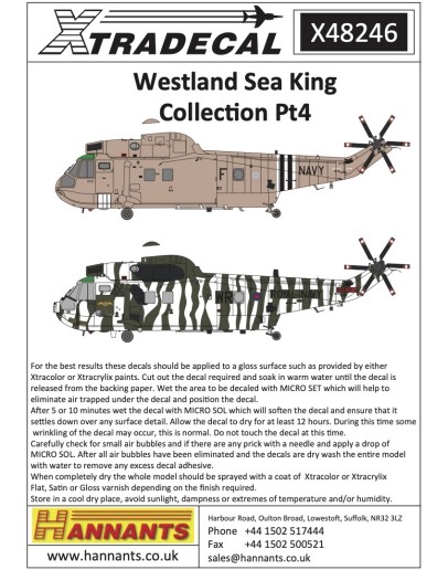 XTRADECAL 1/48 SCALE DECAL FOR PLASTIC MODEL KIT'S - 48246 - Westland Sea King Collection Pt4