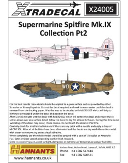 XTRADECAL 1/24 SCALE DECAL FOR PLASTIC MODEL KIT'S - 24005 - Supermarine Spitfire Mk.IX Collection Pt2 XD24005