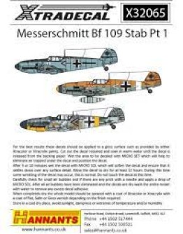 XTRADECAL 1/32 SCALE DECAL FOR PLASTIC MODEL KIT'S - 32067 - Messerschmitt Bf 109 Stab Pt2 XD32067