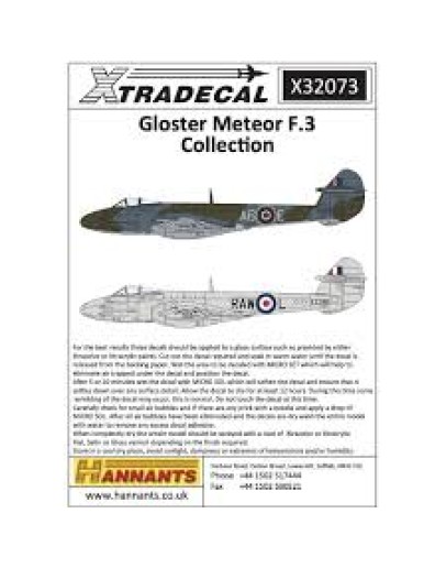 XTRADECAL 1/32 SCALE DECAL FOR PLASTIC MODEL KIT'S - 32073 METEOR F3 DECAL XD32073