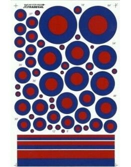 XTRADECAL 1/48 SCALE DECAL FOR PLASTIC MODEL KIT'S - 48036 - RAF Post War Red/Blue Tactical Roundels and Fin Flashes XD48036