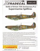 XTRADECAL 1/48 SCALE DECAL FOR PLASTIC MODEL KIT'S - 48145 - Battle of Britian 75th Anniversary Pt.2 Supermarine Spitfires XD48145