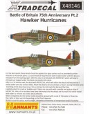 XTRADECAL 1/48 SCALE DECAL FOR PLASTIC MODEL KIT'S - 48146 - Battle of Britian 75th Anniversary Pt.2 Hawker Hurricanes XD48146