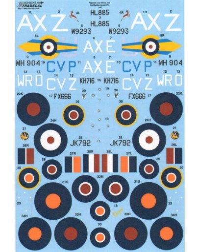 XTRADECAL 1/48 SCALE DECAL FOR PLASTIC MODEL KIT'S - 48150 - Fighters over Africa and the Mediterranean Pt.2 XD48150