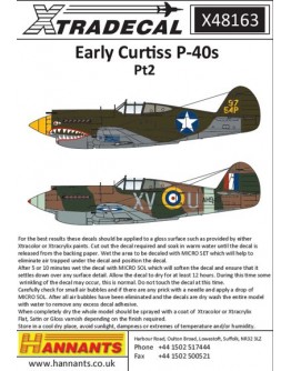 XTRADECAL 1/48 SCALE DECAL FOR PLASTIC MODEL KIT'S - 48163 - Early Curtiss P-40s Pt2 XD48163