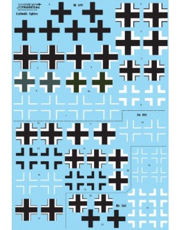 XTRADECAL 1/48 SCALE DECAL FOR PLASTIC MODEL KIT'S - 48165 - Luftwaffe Fighter Crosses Bf 109, Fw 190, Me 262 XD48165