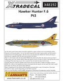 XTRADECAL 1/48 SCALE DECAL FOR PLASTIC MODEL KIT'S - 48192 - Hawker Hunter F.6 Pt3 XD48192