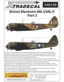 XTRADECAL 1/48 SCALE DECAL FOR PLASTIC MODEL KIT'S - 48198 - Bristol Blenheim Mk.I/Mk.If Part 2 XD48198