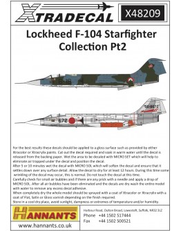 XTRADECAL 1/48 SCALE DECAL FOR PLASTIC MODEL KIT'S - 48209 - Lockheed F-104 Starfighter Collection Pt2 XD48209
