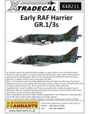 XTRADECAL 1/48 SCALE DECAL FOR PLASTIC MODEL KIT'S - 48211 - Early RAF Harrier GR.1/3s XD48211