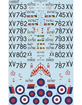 XTRADECAL 1/48 SCALE DECAL FOR PLASTIC MODEL KIT'S - 48211 - Early RAF Harrier GR.1/3s XD48211