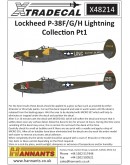 XTRADECAL 1/48 SCALE DECAL FOR PLASTIC MODEL KIT'S - 48214 - Lockheed P-38F/G/H Lightning Collection Pt1 XD48214