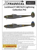 XTRADECAL 1/48 SCALE DECAL FOR PLASTIC MODEL KIT'S - 48215 - Lockheed P-38F/G/H Lightning Collection Pt2 XD48215