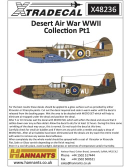 XTRADECAL 1/48 SCALE DECAL FOR PLASTIC MODEL KIT'S - 48236 - Desert Air War WWII Collection Pt1