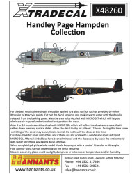 XTRADECAL 1/48 SCALE DECAL FOR PLASTIC MODEL KIT'S - 48260 -HANDLEY PAGE HAMPDEN COLLECTION - XD48260