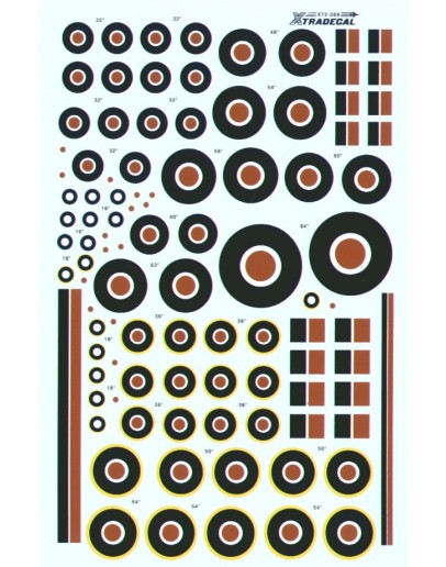 XTRADECAL 1/72 SCALE DECAL FOR PLASTIC MODEL KIT'S - 72069 - RAF Type C and C1 Roundels
