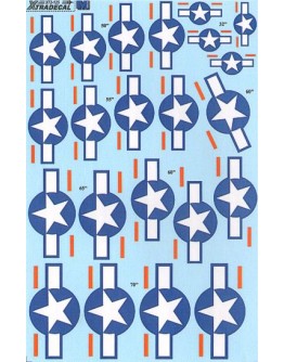 XTRADECAL 1/72 SCALE DECAL FOR PLASTIC MODEL KIT'S - 72125 - US National Insignia Stars and Bars 1942 - Post War Large Sizes