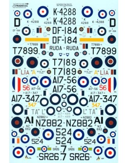 XTRADECAL 1/72 SCALE DECAL FOR PLASTIC MODEL KIT'S - 72190 - de Hailland Tiger Moth Pt1 (RAF, FAA & Commonwealth) XD72190
