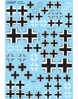 XTRADECAL 1/72 SCALE DECAL FOR PLASTIC MODEL KIT'S - 72253 - Luftwaffe Heavy Fighter Crosses - Ju 87, ME 110, Do 17, Do217