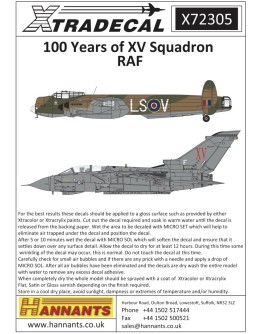 XTRADECAL 1/72 SCALE DECAL FOR PLASTIC MODEL KIT'S - 72305 - 100 Years of XV Squadron RAF