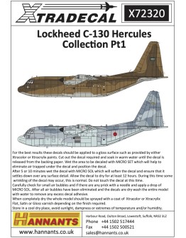 XTRADECAL 1/72 SCALE DECAL FOR PLASTIC MODEL KIT'S - 72320 - Lockheed C-130 Hercules Collection Pt1