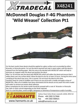 XTRADECAL 1/48 SCALE DECAL FOR PLASTIC MODEL KIT'S - 48241 - McDonnell Douglas F-4G Phantom 'Wild Weasel Collection Pt1