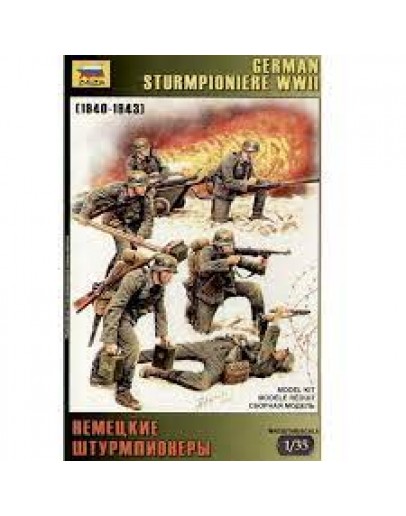 ZVEZDA 1/35 SCALE PLASTIC MILITARY MODEL KIT - 3613 - GERMAN STURMPIONIERE WW2 ZV3613